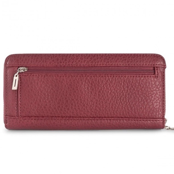 Guess Large Red Leather Bobbi Zip Around Wallet Wristlet - Picture 3 of 6